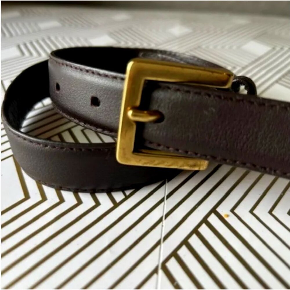 100% Genuine Leather Brown Belt w/ Gold Buckle Kids Toddler Size 2T 3T